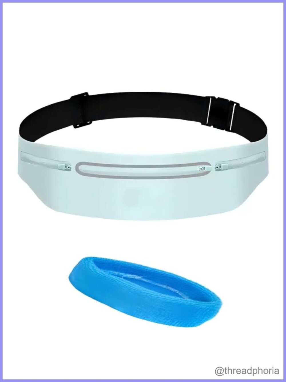 2-in-1 Running Belt Waist Pack with Sweat-Wicking Headband, Waterproof Nylon